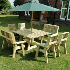 Churnet Valley - Ergo 8 Seater Square Table, Bench and Chair Set