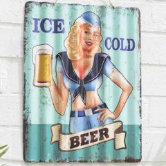 La Hacienda - 'Ice Cold Beer' Corrugated Wall Sign