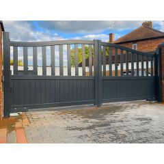 Readymade Gates - Large Slatted Bell Top Double Swing Aluminium Gate