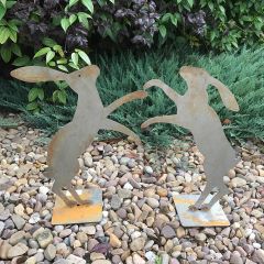 Boxing Hares Garden Silhouette